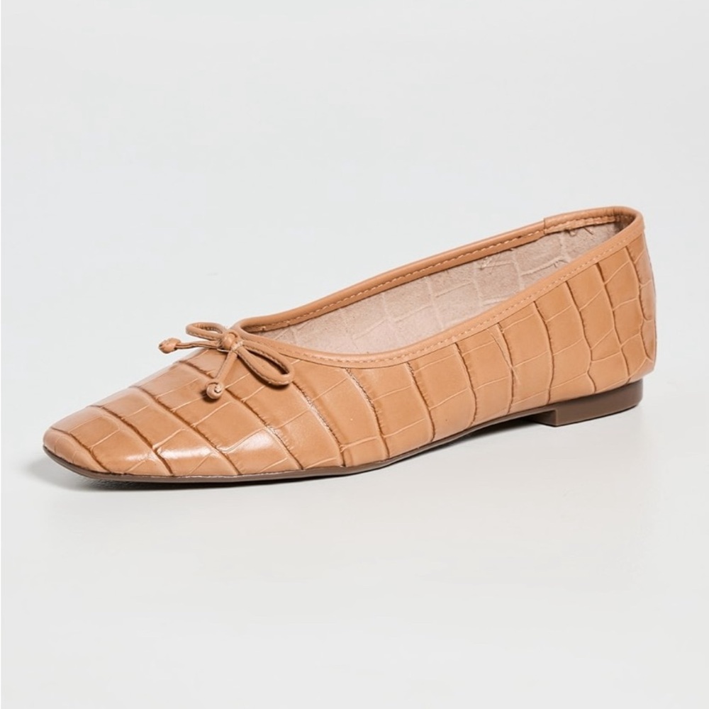 Schutz Arissa Croc-Embossed Flats in Honey Peach